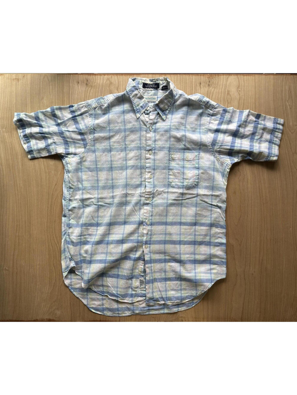vintage 90's INDIAN MADRAS botton up SHORT SLEEVE large MARK FORE & STRIKE